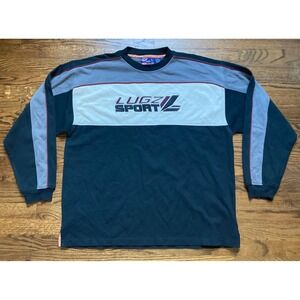 VTG Lugz Sport Crewneck Sweatshirt Mens XL Y2K Skater Logo Spellout Colorblock